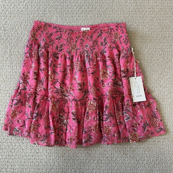 Joie Shirred Floral-Print Mini Skirt -‎ Size Large - Picture 1 of 4